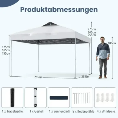 Pavilón 3x3m skladací pavilón vodotesný stabilný UV ochrana 50+ párty stan skladací stan biely