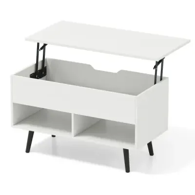 Konferenčný stolík so zdvíhacou stolovou doskou Moderný stolík do obývačky 80 x 40 x 44,5 cm Biela Konferenčný stolík so zdvíhacou stolovou doskou Moderný stolík do obývačky 80 x 40 x 44,5 cm Biela