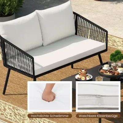 Záhradný ratanový nábytok, balkónový nábytok s vankúšmi na sedenie a operadlo, záhradný nábytok