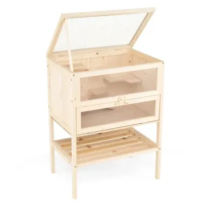 Klietka pre škrečky so skladacou strechou zo sieťoviny, akrylovým panelom a ohrádkou pre škrečky s uzamykateľnými dverami Klietka pre škrečky so skladacou strechou zo sieťoviny, akrylovým panelom a ohrádkou pre škrečky s uzamykateľnými dverami