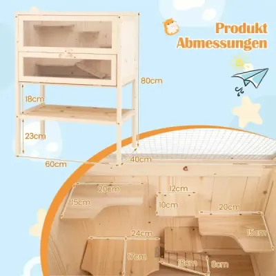 Klietka pre škrečky so skladacou strechou zo sieťoviny, akrylovým panelom a ohrádkou pre škrečky s uzamykateľnými dverami Klietka pre škrečky so skladacou strechou zo sieťoviny, akrylovým panelom a ohrádkou pre škrečky s uzamykateľnými dverami