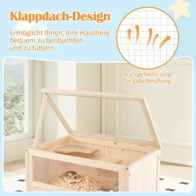Klietka pre škrečky so skladacou strechou zo sieťoviny, akrylovým panelom a ohrádkou pre škrečky s uzamykateľnými dverami Klietka pre škrečky so skladacou strechou zo sieťoviny, akrylovým panelom a ohrádkou pre škrečky s uzamykateľnými dverami