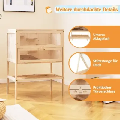 Klietka pre škrečky so skladacou strechou zo sieťoviny, akrylovým panelom a ohrádkou pre škrečky s uzamykateľnými dverami Klietka pre škrečky so skladacou strechou zo sieťoviny, akrylovým panelom a ohrádkou pre škrečky s uzamykateľnými dverami