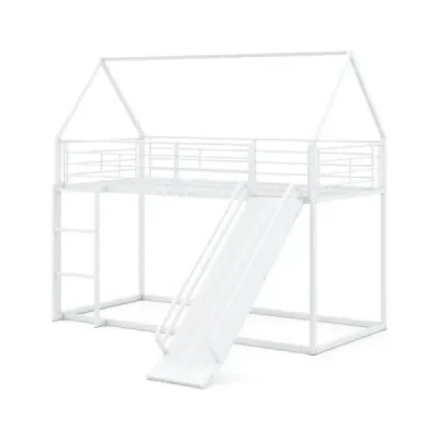Poschodová posteľ so šmykľavkou, poschodová posteľ 200 x 90 cm, biela