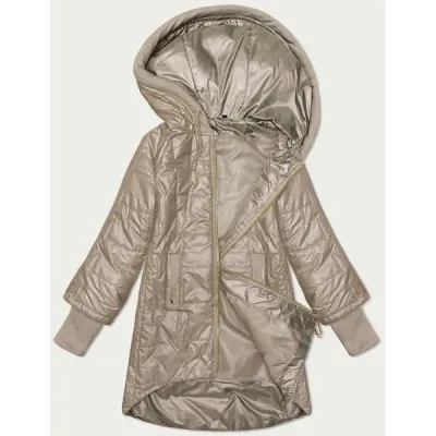 Prošívaná bunda s ozdobnými žebrovanými lemy S'West MODA8345BIG camel