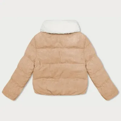 Dámska menčestrová bunda s vysokým stojačikom J Style piesková MODA3230