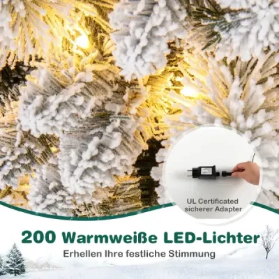 210 cm umelý vianočný stromček so svetlami Pop Up vianočný stromček s 200 teplými bielymi LED svetlami a 680 koncovkami vetiev