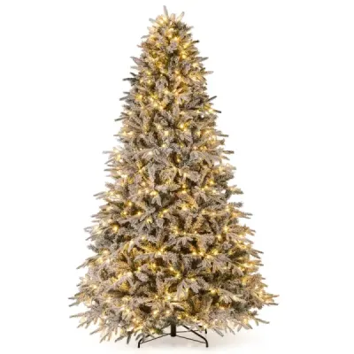 240 cm umelý vianočný stromček s osvetlením a snehom