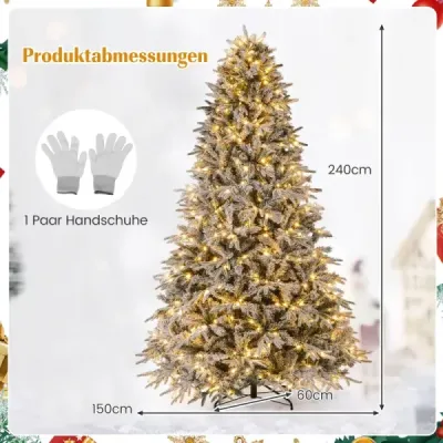 240 cm umelý vianočný stromček s osvetlením a snehom