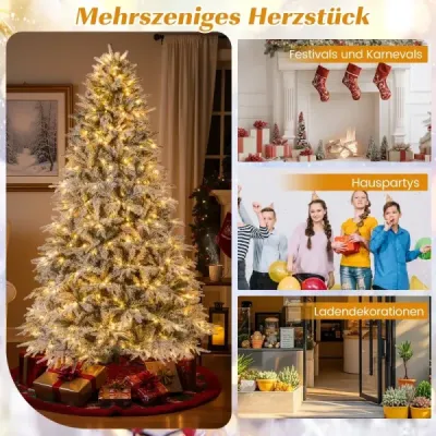 240 cm umelý vianočný stromček s osvetlením a snehom