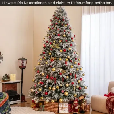 270 cm umelý vianočný stromček so svetlami a snehom, vianočný stromček s teplými bielymi LED svetlami