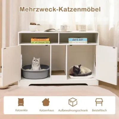 Zásobník na podstielku pre mačky Skriňa pre 2 mačky Skrytý zásobník na podstielku s úložným priestorom Biela
