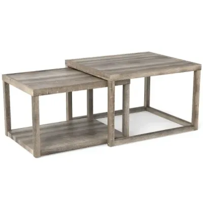 Sada 2 obdĺžnikových konferenčných stolíkov Stohovateľný konferenčný stolík s policou