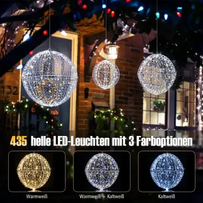 Sada 3 LED dekoratívnych ozdôb na zavesenie a stojacich LED ozdôb so 435 LED diódami Vianočná dekorácia