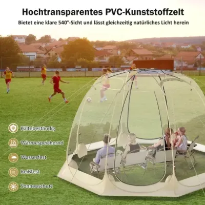 630° Transparentný PVC Pop Up Bubble Stan Bublinový stan pre 5-6 osôb 265 x 265 cm