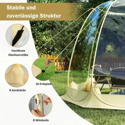 630° Transparentný PVC Pop Up Bubble Stan Bublinový stan pre 5-6 osôb 265 x 265 cm