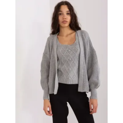 Dvojdielna súprava vrchný diel + sveter  MODA8019 sivá