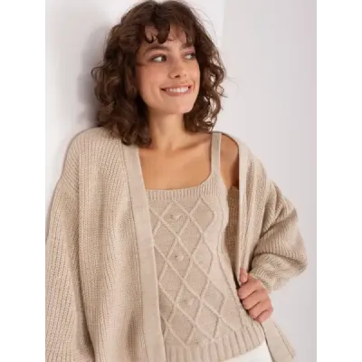 Dvojdielna súprava vrchný diel + sveter  MODA8019 béžová