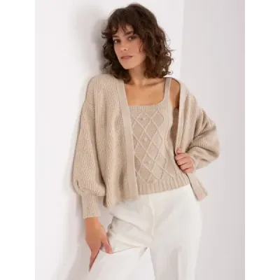 Dvojdielna súprava vrchný diel + sveter  MODA8019 béžová