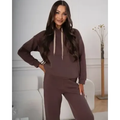 Bavlnené dámska hrubá súprava MODA2143 čokoládová