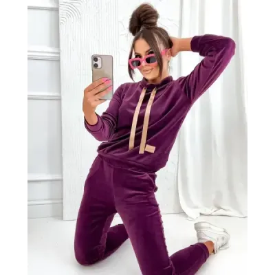 Dámska velúrová súprava MODA637 bordová