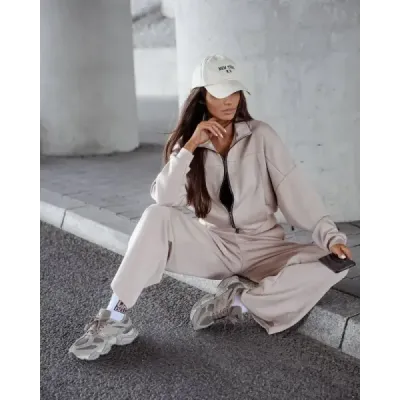 Dámsky set  so širokými nohavicami MODA21109 béžový