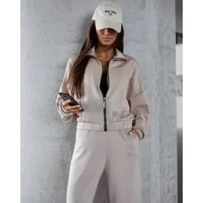 Dámsky set  so širokými nohavicami MODA21109 béžový