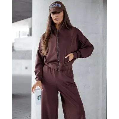 Dámsky set  so širokými nohavicami MODA21109 čokoladový