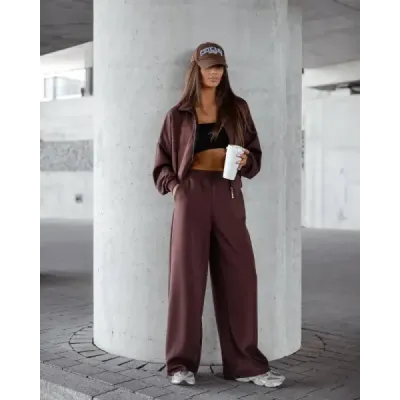 Dámsky set  so širokými nohavicami MODA21109 čokoladový