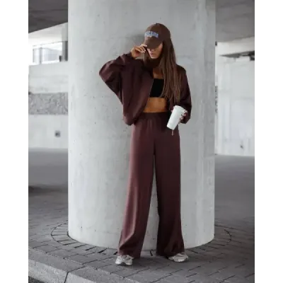 Dámsky set  so širokými nohavicami MODA21109 čokoladový