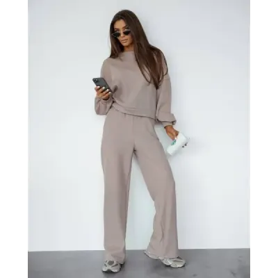 Dámsky set mikina + nohavice MODA1108 béžový