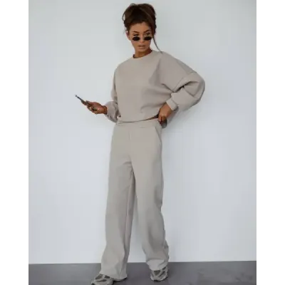 Dámsky set mikina + nohavice MODA1108 béžový