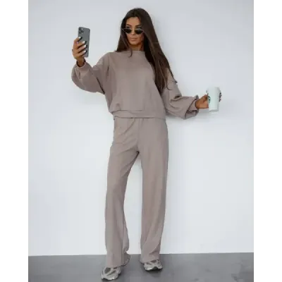 Dámsky set mikina + nohavice MODA1108 béžový