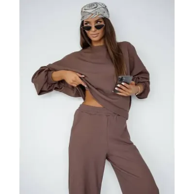 Dámsky set mikina + nohavice MODA1108 cappuccino