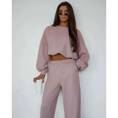 Dámsky set mikina + nohavice MODA1108 púdrovo ružovy