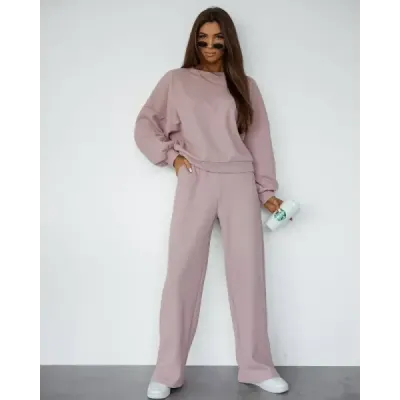 Dámsky set mikina + nohavice MODA1108 púdrovo ružovy