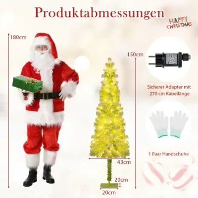 Umelý vianočný stromček so svetlami a snehom 150 cm vianočný stromček s ohýbateľným vrcholom