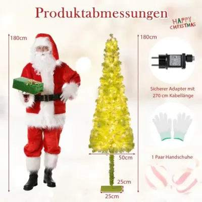 180 cm umelý vianočný stromček so svetlami a snehom Vianočný stromček s ohýbateľným vrcholom