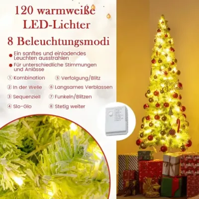 180 cm umelý vianočný stromček so svetlami a snehom Vianočný stromček s ohýbateľným vrcholom