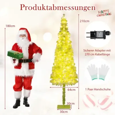 210 cm umelý vianočný stromček so svetlami a snehom Vianočný stromček s ohýbateľným vrcholom