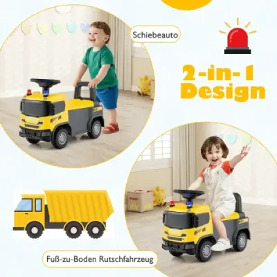 2 v 1 policajné auto s volantom a úložným priestorom šmykľavka tlačiť auto žltá