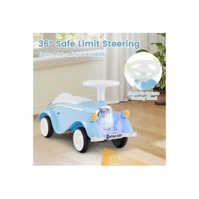 Šmykľavé auto klasické šmykľavé auto s volantom klaksón LED svetlomety modré