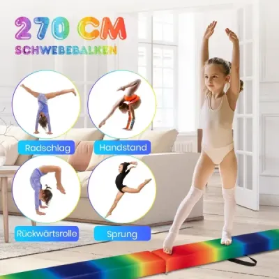 270 cm balančná kladina detská balančná kladina skladacia gymnastická kladina s rukoväťou na prenášanie Farebná