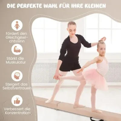 270 cm balančná kladina detská balančná kladina skladacia gymnastická kladina s rukoväťou na prenášanie hnedá