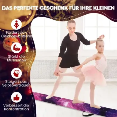 270 cm balančná kladina detská balančná kladina skladacia gymnastická kladina s rukoväťou na prenášanie fialová