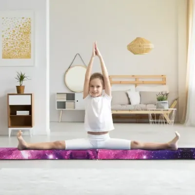 270 cm balančná kladina detská balančná kladina skladacia gymnastická kladina s rukoväťou na prenášanie fialová