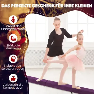 270 cm balančná kladina detská balančná kladina skladacia gymnastická kladina s rukoväťou na prenášanie fialová