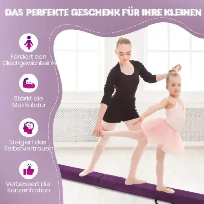 270 cm balančná kladina detská balančná kladina skladacia gymnastická kladina s rukoväťou na prenášanie fialová