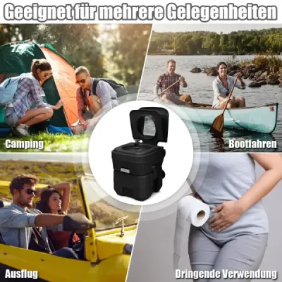 20L + 12L kempingová toaleta s odnímateľnou nádržou na odpadovú vodu Prenosná kempingová toaleta čierna