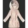 Svetlobéžová bunda z alpaky s kapucňou MODA214 ružová